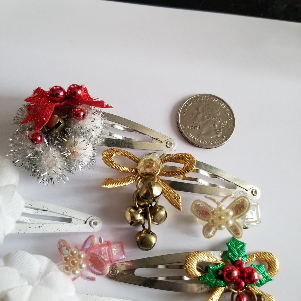 Lot of hair clips vintage to newer barrettes butterfly holiday Christmas - Picture 10 of 12